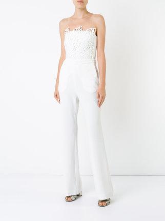 Rebecca Vallance Sophia Lace Jumpsuit in Ivory size 10 for rent on The Volte - main image