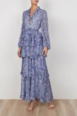 Shona Joy Garner Drawstring Maxi Dress Floral Size 10