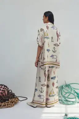 Alemais Ships Ahoy Man Shirt and Pants Set Print