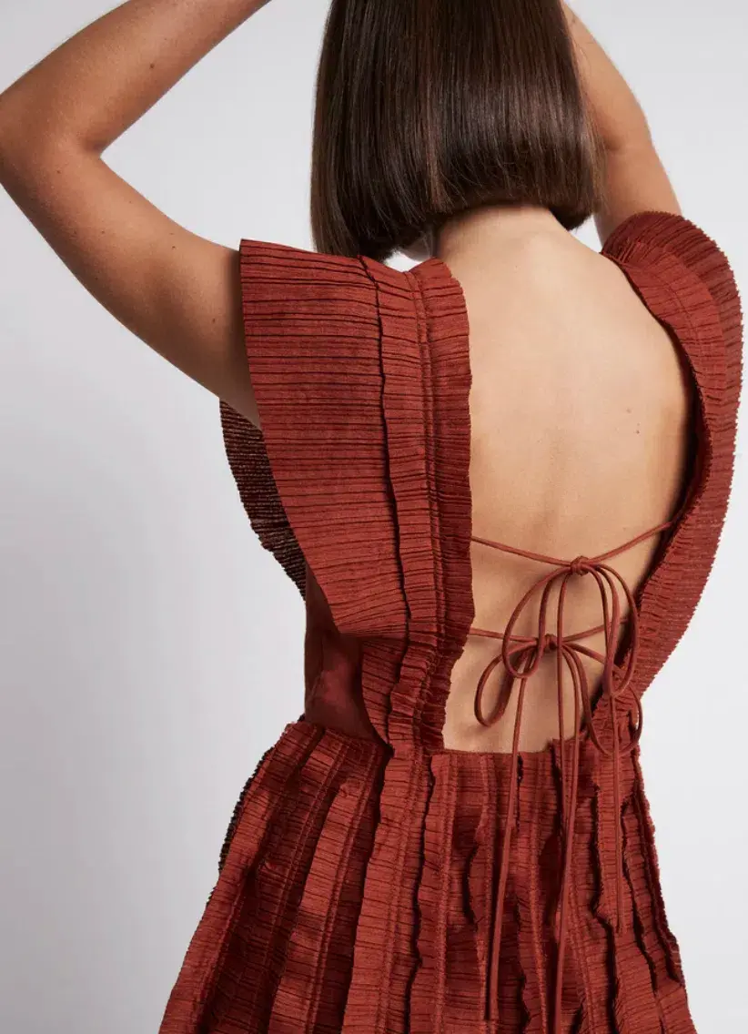 Aje Hybrid Midi Dress Burgundy Size 8 for rent on The Volte - main image