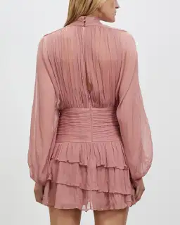 Shona Joy Olympia Long Sleeve Ruched Mini Dress in Antique Rose Pink Size 6 for rent on The Volte - image 6