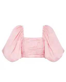 Aje Myriad Puff Sleeve Cropped Top & Tiered Mini Skirt Set Pink Size 4 for rent on The Volte - image 2