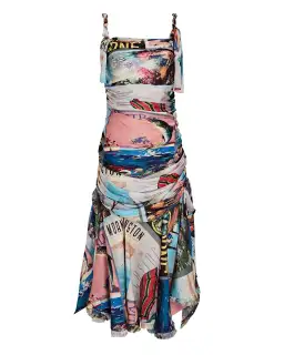 Zimmermann Postcard Draped Printed Silk Midi Dress Print Size 1