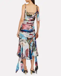 Zimmermann Postcard Draped Printed Silk Midi Dress Print Size 1