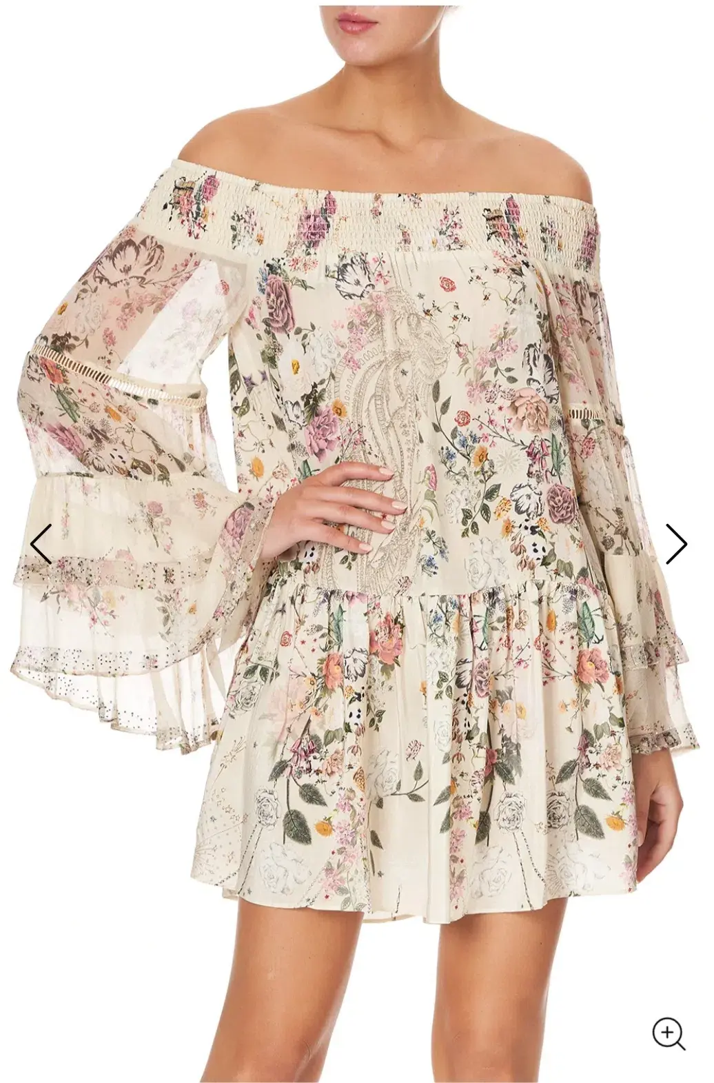Camilla Phoenix Flower Off Shoulder Dress Print Size XS for rent on The Volte - main image