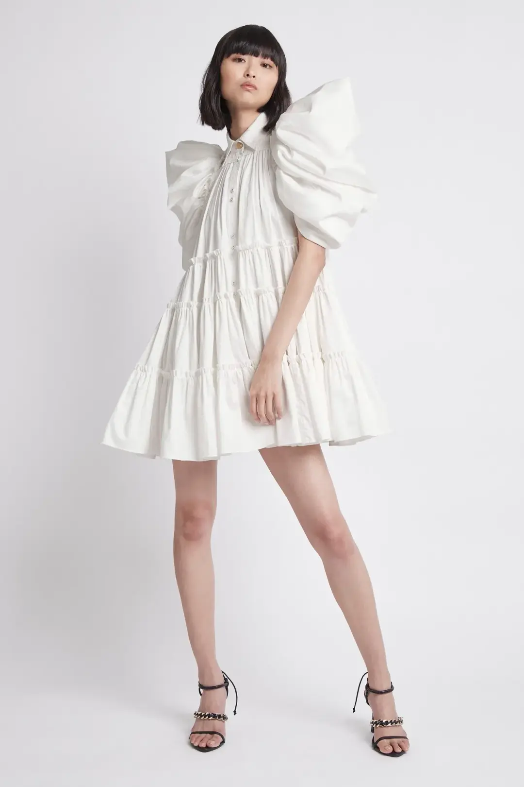 Aje Swift Butterfly Sleeve Smock Mini Dress White Size 4 for rent on The Volte - main image