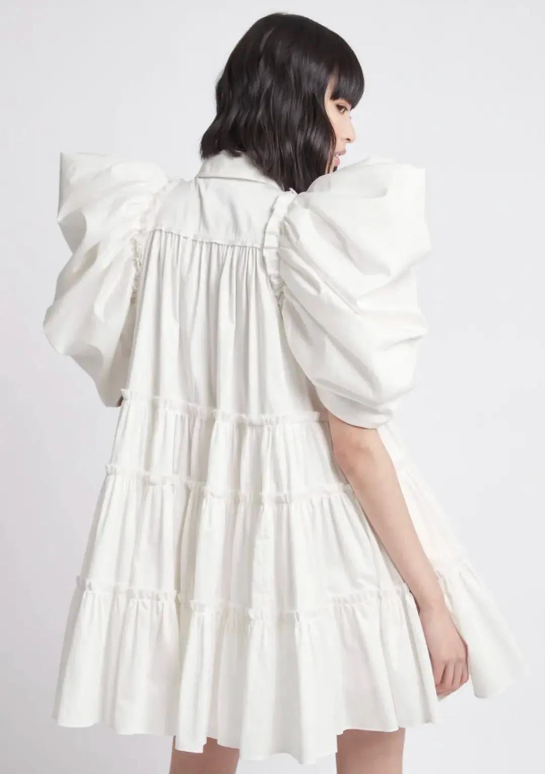 Aje Swift Butterfly Sleeve Smock Mini Dress White Size 4 for rent on The Volte - main image