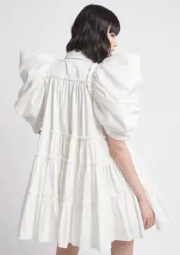 Aje Swift Butterfly Sleeve Smock Mini Dress White Size 4 for rent on The Volte - image 2