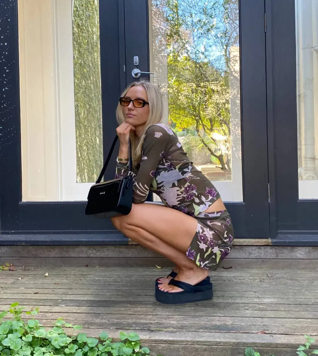 With Harper Lu Khaki Floral Two Piece Print Size XS/S for rent on The Volte - main image