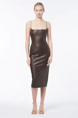 Manning Cartell Alter Egos Backless Vegan Leather Dress Brown Size 8 for rent on The Volte - image 1