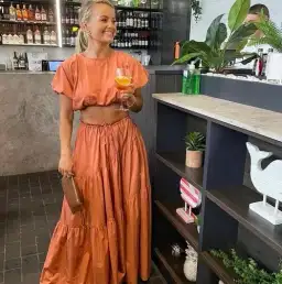 S/W/F - Penthouse Cropped Tee and Drawstring Tiered Skirt Set for rent on The Volte - image 1