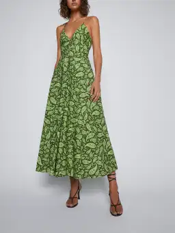 Scanlan Theodore Cotton Paisley Shoestring Dress Moss Size 8 for rent on The Volte - image 1