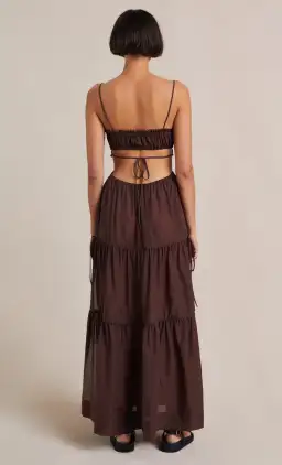 Bec and Bridge Alexandra Tie Maxi Dress in Chocolate Brown