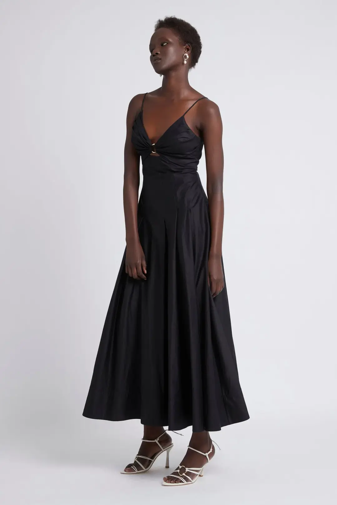 Aje Solstice Strappy Ring Midi Dress Black Size 8 for rent on The Volte - main image
