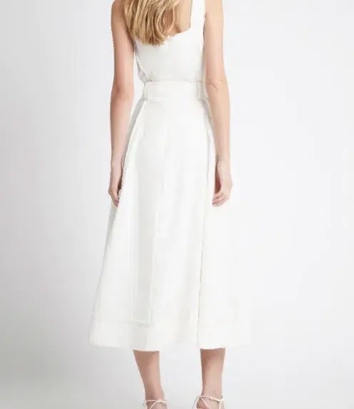 Aje Byblos Linen Belted Midi Dress White Size 6 - Image 2