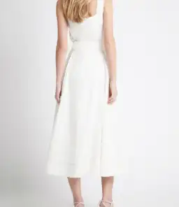 Aje Byblos Linen Belted Midi Dress White Size 6 for rent on The Volte - image 2