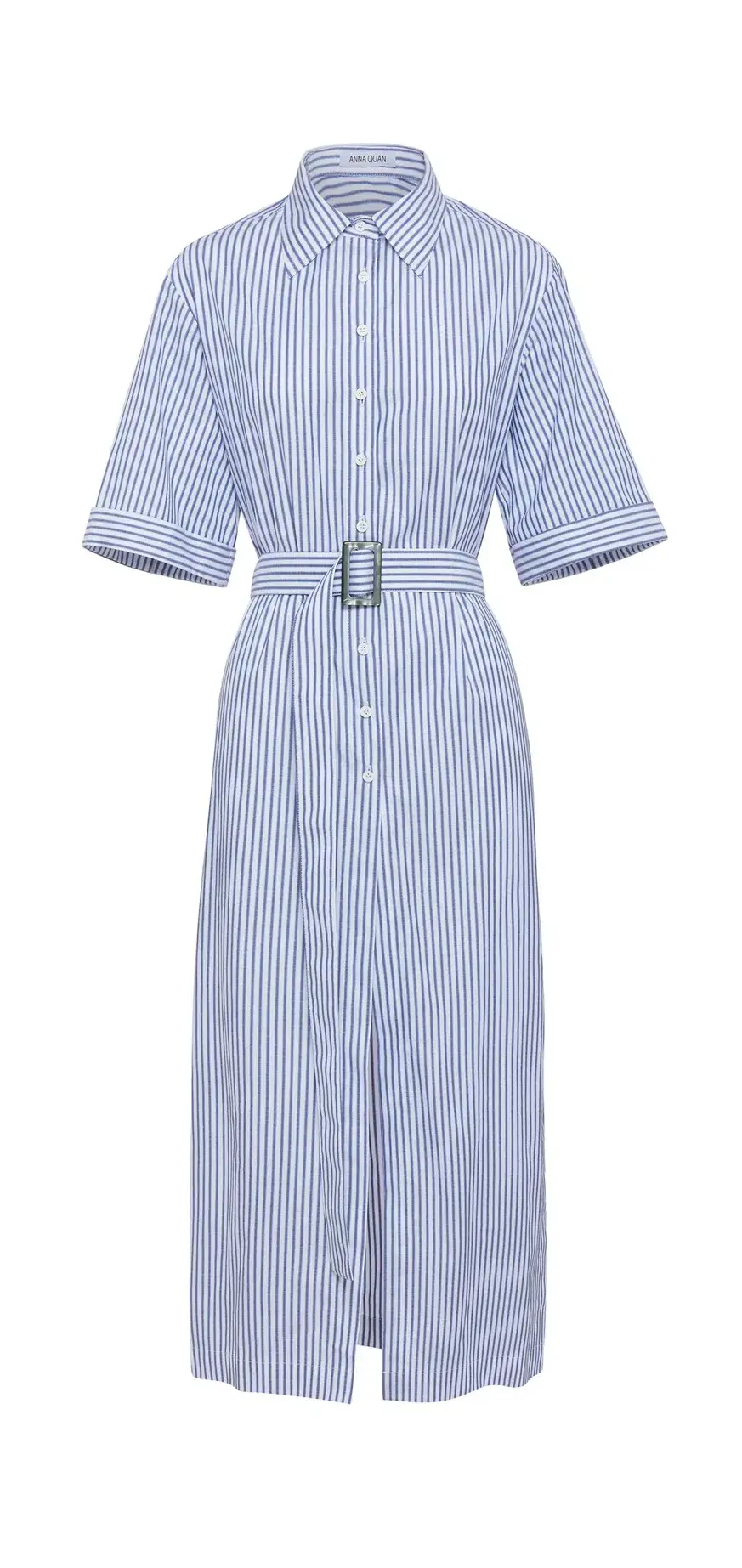 Anna Quan Zola Belted Striped Midi Dress Print Size 8 for rent on The Volte - main image