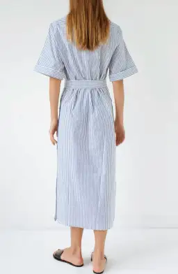 Anna Quan Zola Belted Striped Midi Dress Print Size 8 for rent on The Volte - image 4