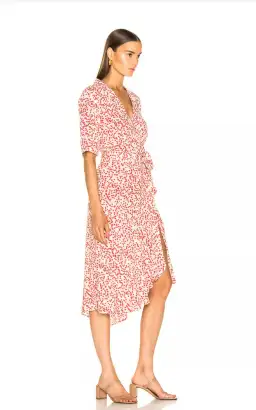 Ganni Goldstone Crepe Wrap Dress Print Size 34 for rent on The Volte - image 2