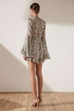 Shona Joy Marea Flared Sleeve Tie Front Playsuit Paisley Print Size 8 for rent on The Volte - image 2
