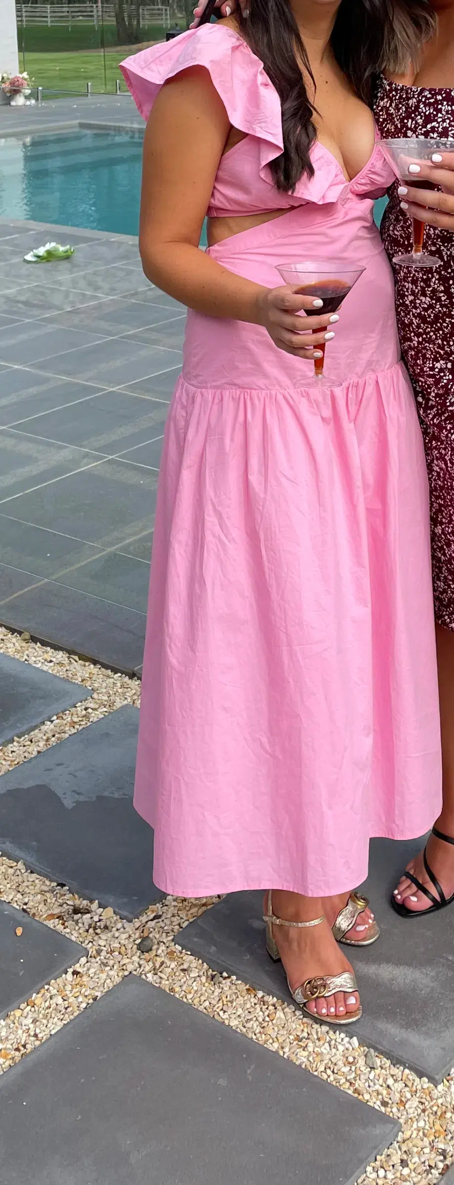 Suboo Rosanna Cut-Out Ruffle Maxi Dress Pink Size 10 for rent on The Volte - main image