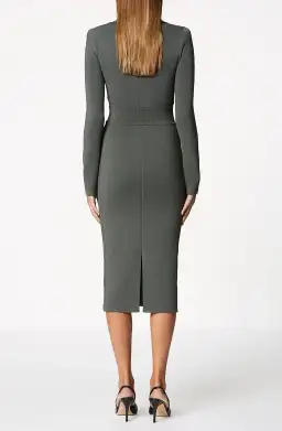 Scanlan Theodore Crepe Knit Drape Front Dress Safari Size M for rent on The Volte - image 2