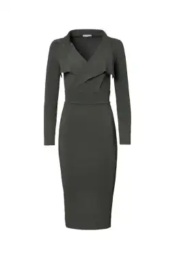 Scanlan Theodore Crepe Knit Drape Front Dress Safari Size M for rent on The Volte - image 3