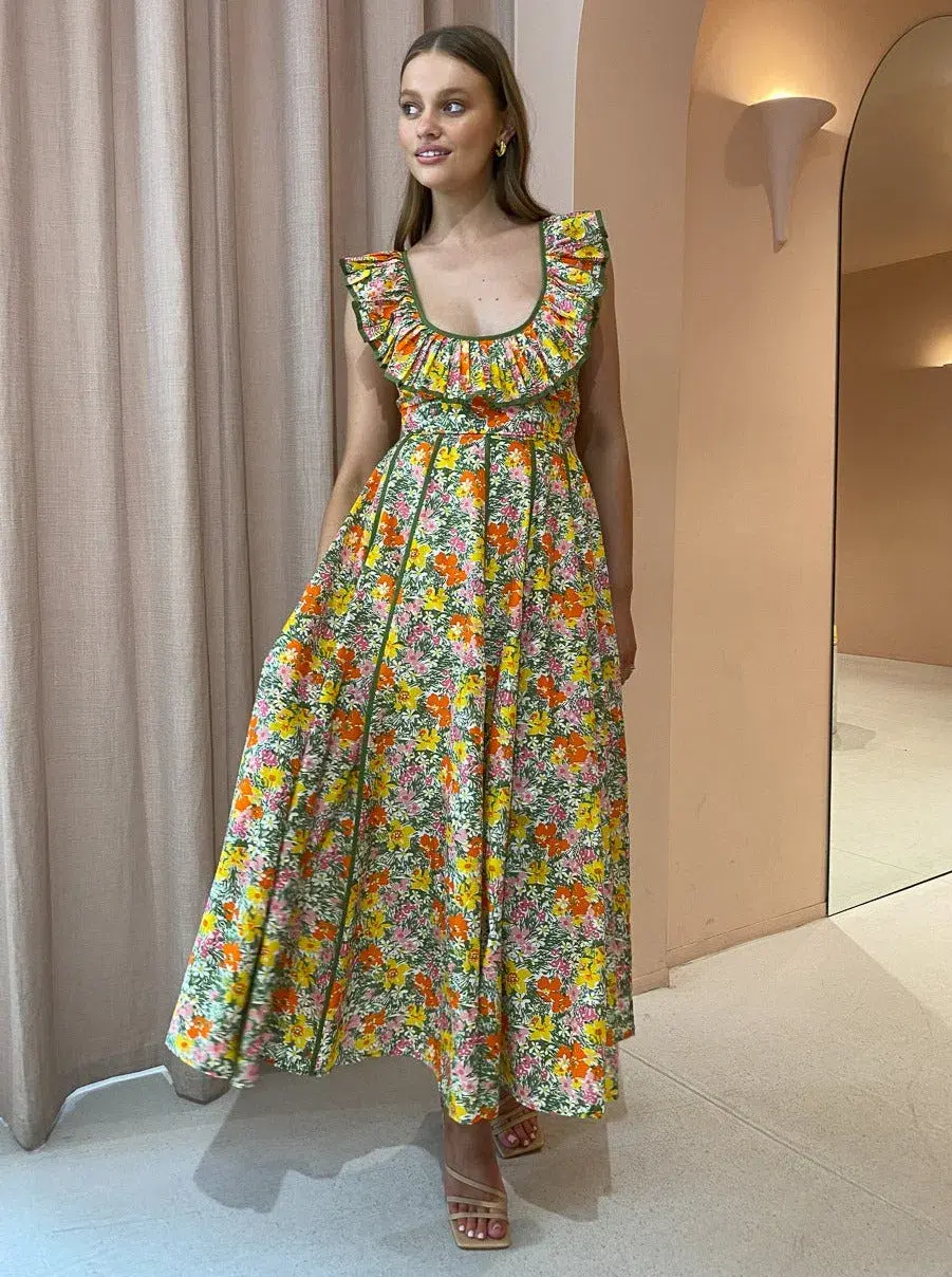 Alemais Cabana Midi Apron Dress Print Size 8 for rent on The Volte - main image