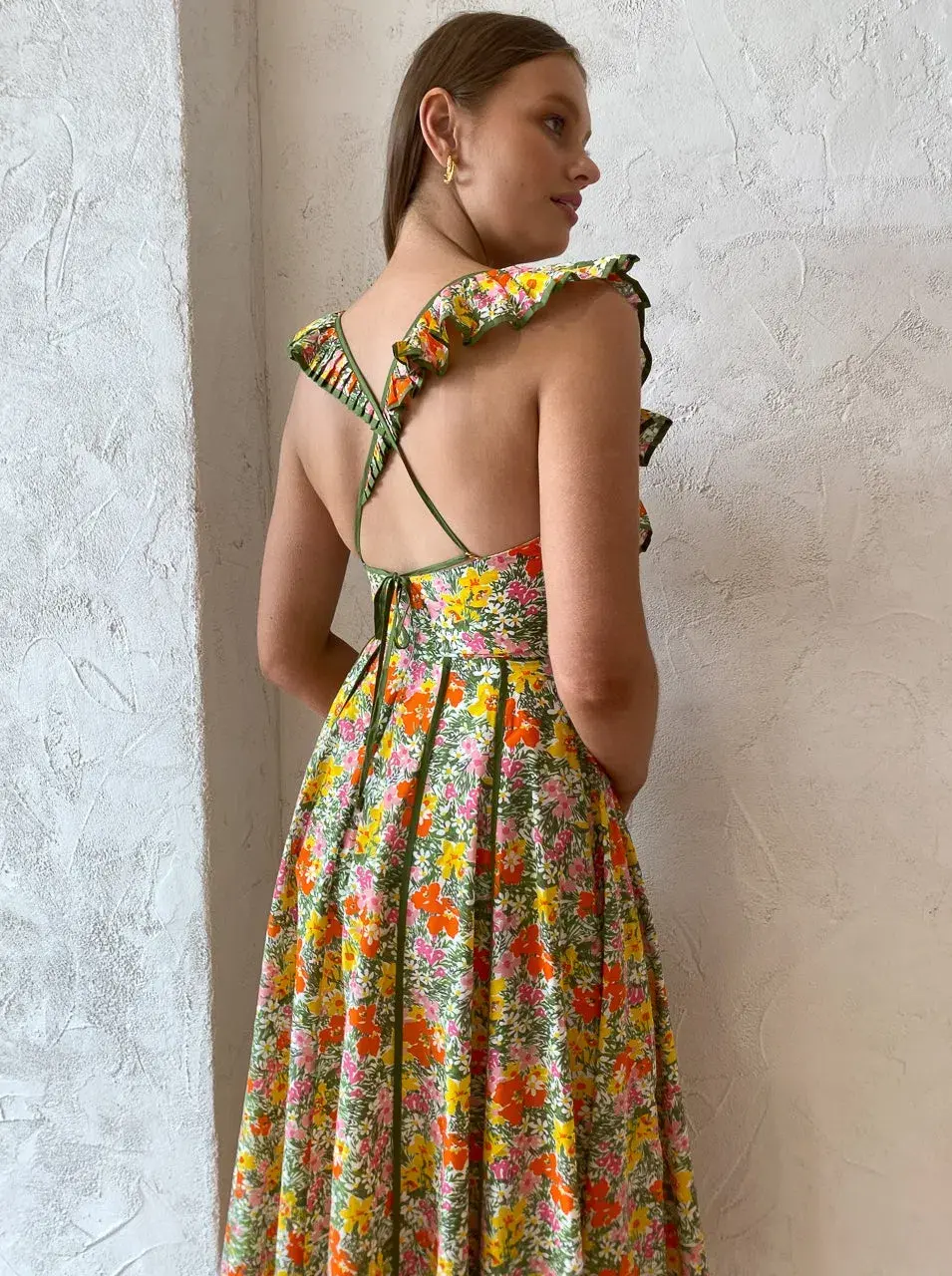 Alemais Cabana Midi Apron Dress Print Size 8 for rent on The Volte - main image