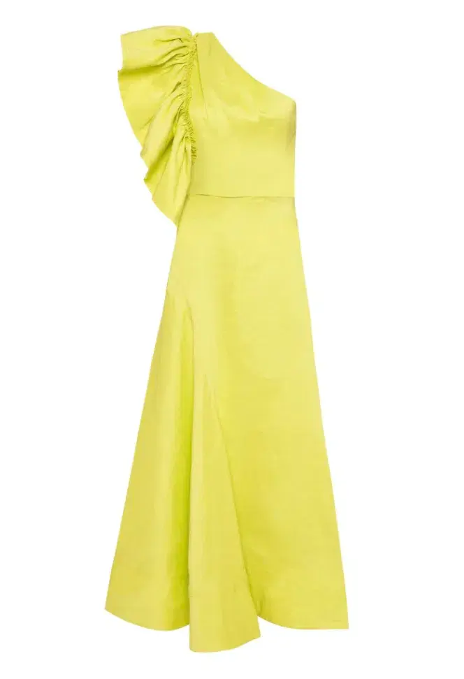 Aje Bonjour Asymmetric Midi Dress Lime Green Size 12 for rent on The Volte - main image