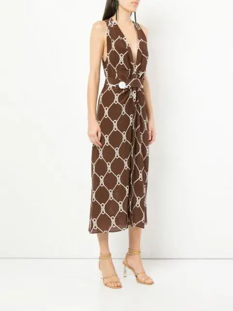 Manning Cartell Figure 8 Midi Dress Brown Print Size 12 for rent on The Volte - main image