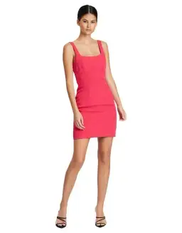 By Johnny Bust Panelled Mini Dress in Deep Pink Size 8