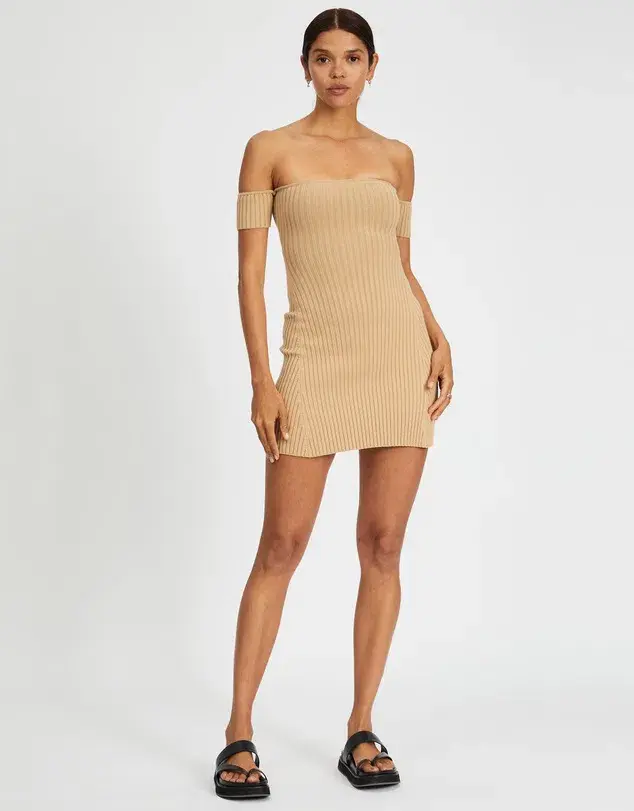 Anna Quan Candice Mini Dress Chai Brown Size 6 for rent on The Volte - main image