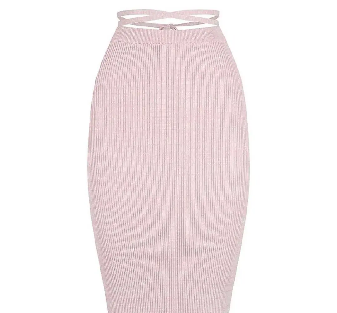 St. Cloud Label Milan Space Dye Mock Neck Knit Top and Savannah Space Dye Knit Skirt Set Pink Size 6 for rent on The Volte - main image