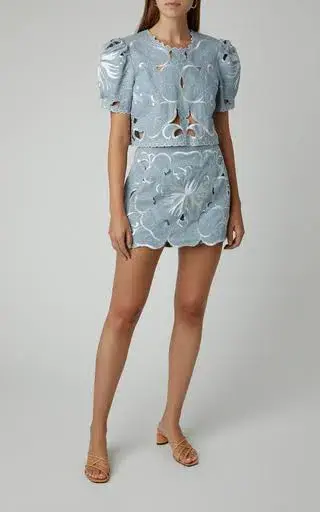 Alice McCall Dissolving Hearts Crop Top and Skort Set Blue Size 10 for rent on The Volte - main image