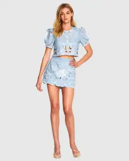 Alice McCall Dissolving Hearts Crop Top and Skort Set Blue Size 10 for rent on The Volte - image 1