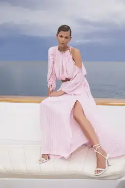 Scanlan Theodore Gingham Drawcord Top Pale Pink One Size for rent on The Volte - image 3