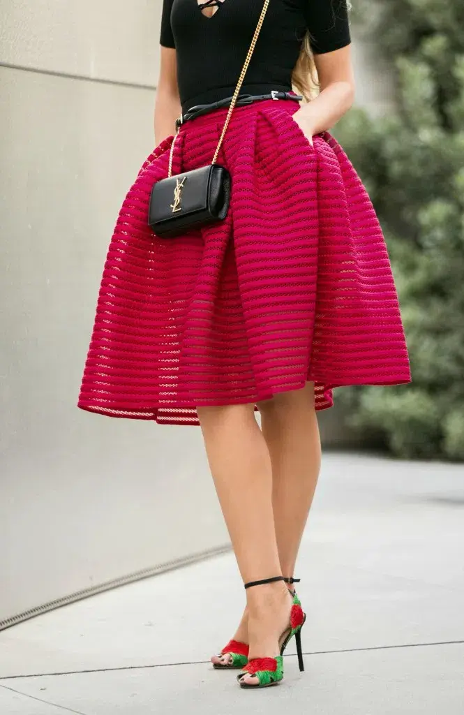 Maje Julien Neoprene Skirt Pink Size 10 for rent on The Volte - main image