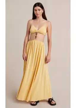 Bec & Bridge Soleil Maxi Dress Straw Yellow Size 8