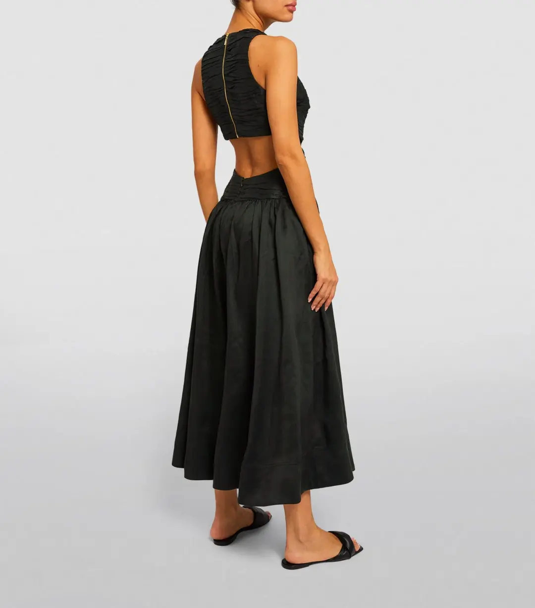 Aje Introspect Cut Out Midi Dress Black Size 8 for rent on The Volte - main image