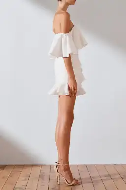 Shona Joy Savannah OTS Ruffle Mini Dress White Size 10 for rent on The Volte - image 2