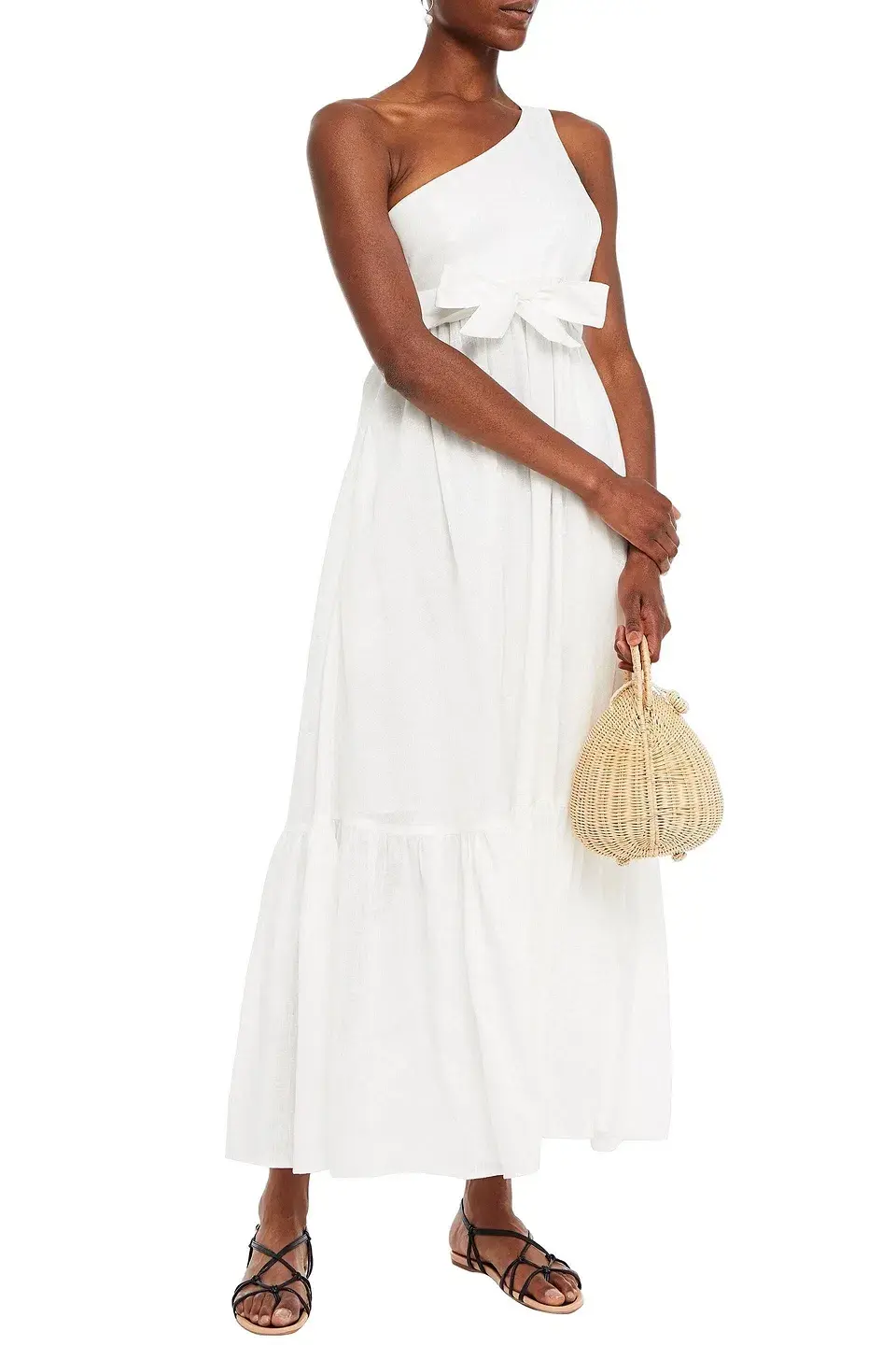 Zimmermann Juliette One Shoulder Linen Maxi Dress White Size 8 - Image 2