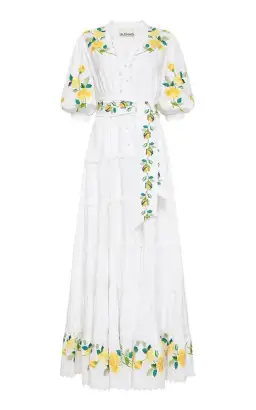 Alemais Rosa Embroidered Cotton-linen Maxi Dress White Size 12
