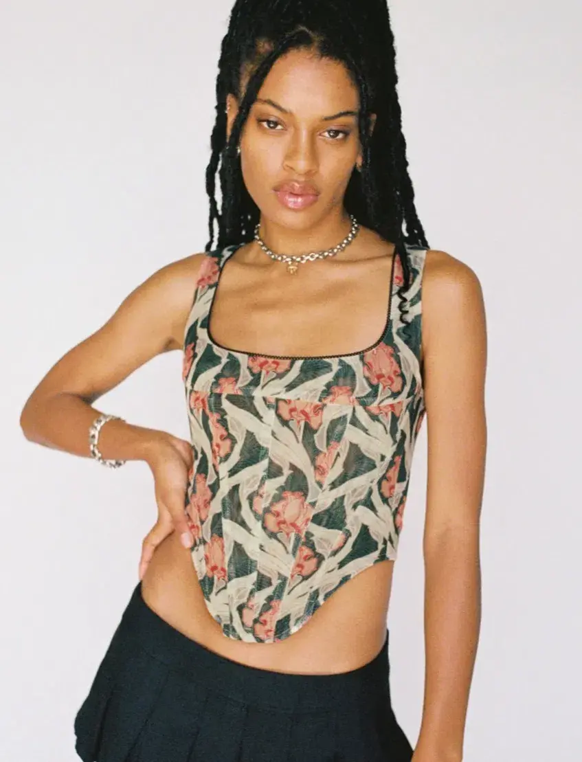 Miaou Campbell Corset and Mini Moni Skirt in Art Nouveau Size 6 for rent on The Volte - main image