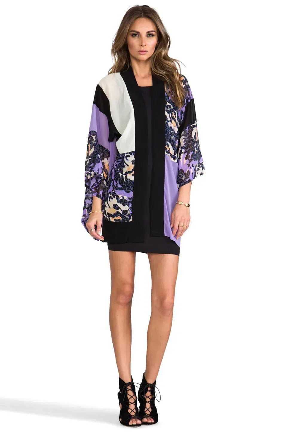Shona Joy Love State Kimono Lavender Print Size 6 - Image 1