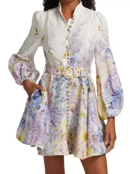 Zimmermann Rhythmic Buttoned Mini Dress Citrus Garden Size 1 / Au 10 for rent on The Volte - image 4