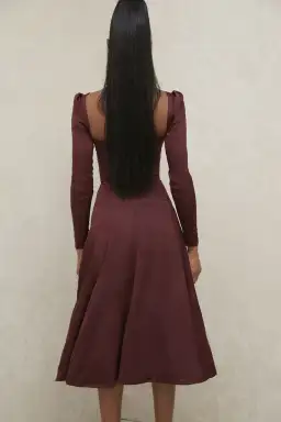 House of CB Arlinda Long Sleeve Midi Dress Brown Size 10 for rent on The Volte - image 3