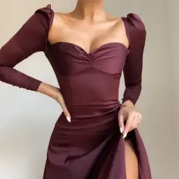 House of CB Arlinda Long Sleeve Midi Dress Brown Size 10 for rent on The Volte - image 4