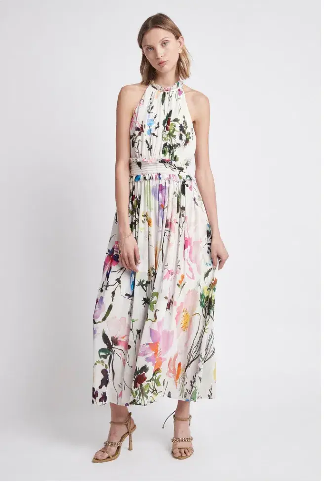Aje Introspect High Neck Midi Dress Print Size 10 for rent on The Volte - main image