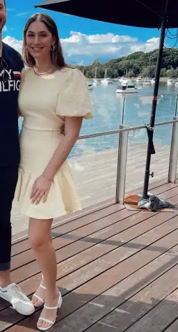 By Nicola Calypso Puff Sleeve Mini Dress Margarita Yellow Size 12 for rent on The Volte - image 2